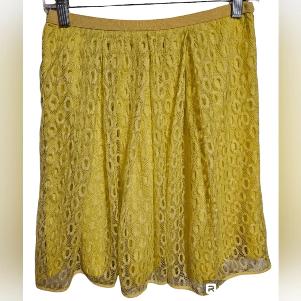 Maeve Anthropologie Yellow Summer Lace Skirt Size 2